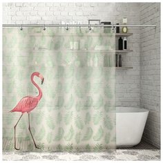 Штора для ванной Доляна Тропический фламинго 180x180 тропический фламинго