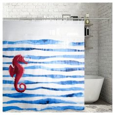 Штора для ванной Доляна Морской конек 180x180 4442888 морской конек