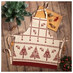Фартук Доляна Merry Christmas бежевый/красный