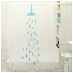 Штора для ванной Доляна Капли 180x180 3954431 капли