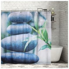 Штора для ванной Доляна Камни и бамбук 180x180 911881 камни и бамбук