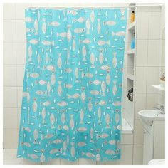 Штора для ванной Доляна Рыбки 180х180 3954436 рыбки