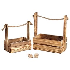 Ящик Дарите счастье набор 2 в 1 с шильдиком Пусть сердце поёт 25х15х30, 21х12х23 см натурал