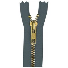 YKK Молния неразъёмная 0504219/14, 14 см, мышино-серый/латунь