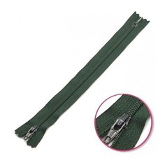 YKK Молния витая неразъемная 0561179/12, 12 см, темно-зеленый/темно-зеленый