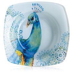Доляна Миска Павлин 14 х 14 см голубой