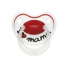 Пустышка силиконовая ортодонтическая Bibi Happiness Mama 6-16 м (1 шт) белый/красный