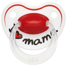 Пустышка силиконовая ортодонтическая Bibi Happiness Mama 0-6 м (1 шт) белый / красный