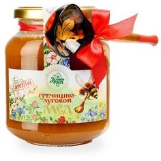 Мед Зеленая гора алтайский гречишно-луговой с деревянной ложкой