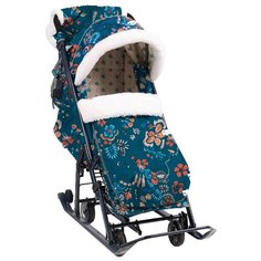 Санки-коляска Nika Ника Детям 7-5 (НД7-5) цветочный темный