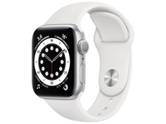 Умные часы APPLE Watch Series 6 40mm Silver Aluminium Case with White Sport Band MG283RU/A