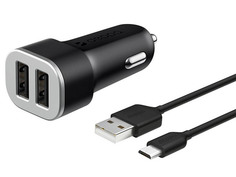 Зарядное устройство Deppa 2xUSB 2.4A + Cable microUSB Black DEP-11283