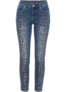 Джинсы Skinny с блестящим принтом Bonprix