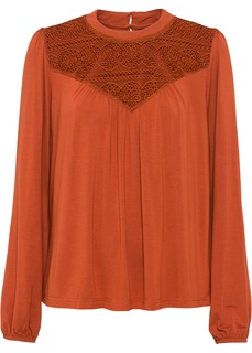 Лонгслив с кружевом Bonprix