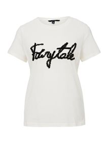 Хлопковая футболка молочного цвета с короткими рукавами Vero Moda