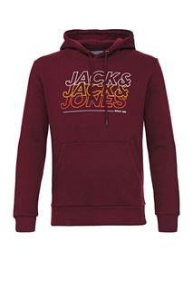 Толстовка бордового цвета с принтом Jack & Jones