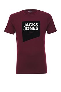 Футболка из хлопка с фактурным принтом Jack & Jones