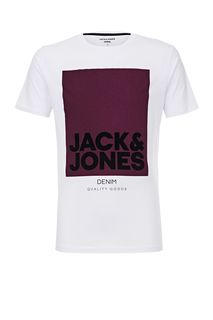 Футболка из хлопка с фактурным принтом Jack & Jones