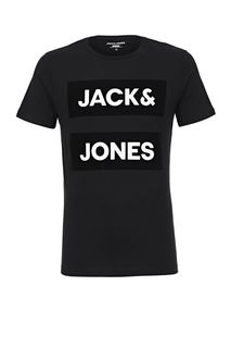 Футболка из хлопка с фактурным принтом Jack & Jones