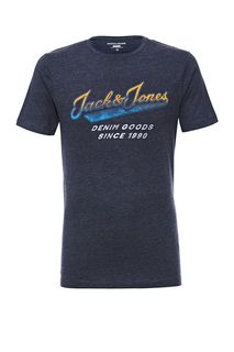 Синяя футболка с принтом Jack & Jones