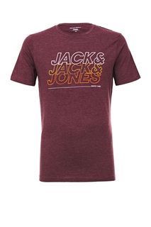 Бордовая футболка с принтом Jack & Jones