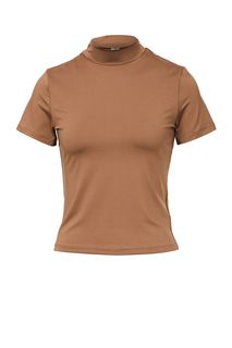 Бежевая футболка с высоким воротом Befree