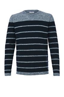 Синий хлопковый джемпер в полоску Jack & Jones