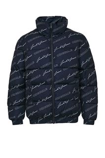 Синяя стеганая куртка с монограммой бренда Jack & Jones