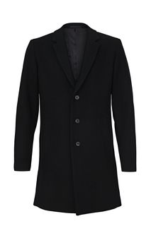 Черное полушерстяное пальто в классическом стиле Jack & Jones