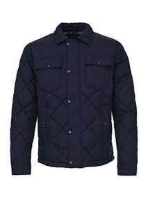 Синяя стеганая куртка с застежкой на молнию и кнопки Jack & Jones