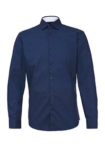 Приталенная хлопковая рубашка синего цвета Selected