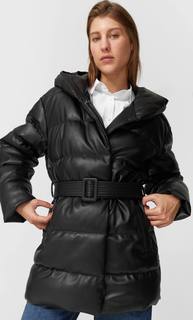 Stradivarius Пуховик Из Искусственной Кожи Женская Коллекция Черный L