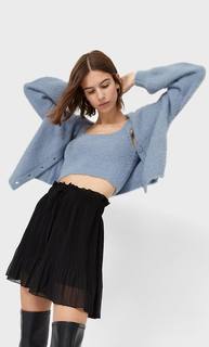 Stradivarius Шорты С Плиссировкой Женская Коллекция Черный L