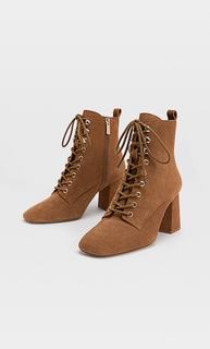 Stradivarius Замшевые Ботильоны На Высоком Каблуке И Со Шнуровкой Женская Коллекция Цвет Кожи 36
