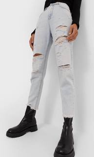 Stradivarius Джинсы Mom Fit С Разрывами Женская Коллекция Деним 38
