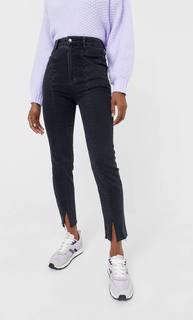 Stradivarius Джинсы Mom Fit Облегающего Кроя С Разрезами Женская Коллекция Темно-Серый 32