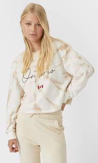 Stradivarius Укороченная Толстовка Женская Коллекция Цвет Небеленого Полотна M