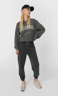 Stradivarius Укороченная Толстовка Женская Коллекция Пестро-Серый Xs
