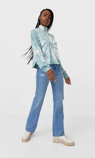 Stradivarius Укороченный Топ Из Мягкой Ткани С Принтом Тай-Дай Женская Коллекция Multicolor Xs