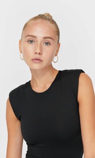 Stradivarius Боди С Подплечниками Женская Коллекция Черный M