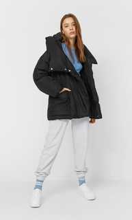 Stradivarius Пуховик С Капюшоном Женская Коллекция Черный M