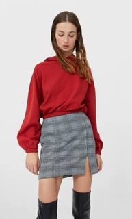 Stradivarius Укороченная Худи Женская Коллекция Красный M