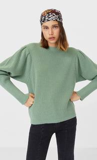 Stradivarius Свитер С Объемными Рукавами Женская Коллекция Зеленый L
