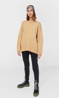 Stradivarius Свитер С Круглым Вырезом Женская Коллекция Бежевый M
