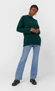 Stradivarius Свитер С Круглым Вырезом Женская Коллекция Изумрудно-Зеленый S