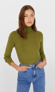Stradivarius Свитер С Высоким Воротником Женская Коллекция Хаки S
