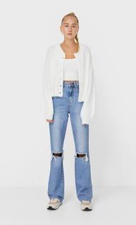 Stradivarius Кардиган Из Мягкой Ткани Женская Коллекция Цвет Небеленого Полотна S