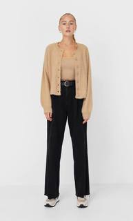 Stradivarius Кардиган Из Мягкой Ткани Женская Коллекция Бежевый M