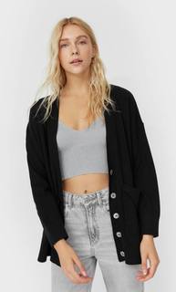 Stradivarius Кардиган Кроя Оверсайз Женская Коллекция Черный M