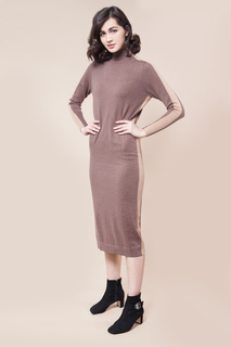 Платье-водолазка женское Vilatte D32.064 коричневое 46